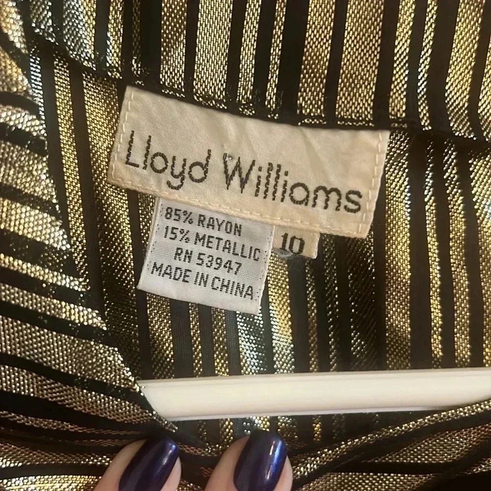 Vintage Lloyd Williams Size 10 Metallic Gold Blouse Long Sleeve Statement Party - Picture 6 of 10